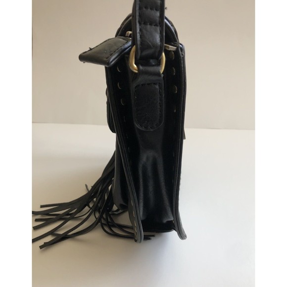 Antik Kraft Black Purse Crossbody Tassel Boho Studs Western - Picture 6 of 10